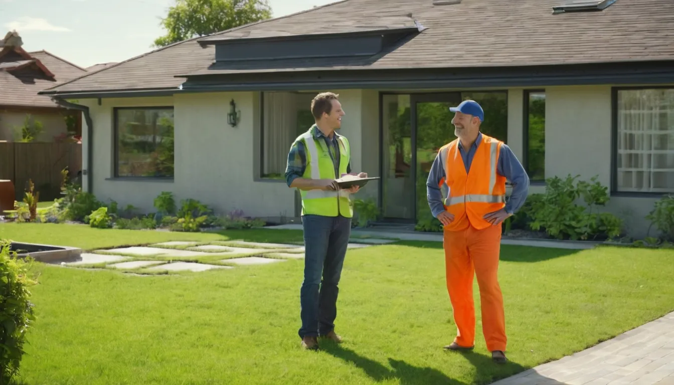 Friendly septic provider talking with a homeowner beside a yard in the Hollywood area while reviewing a repair plan